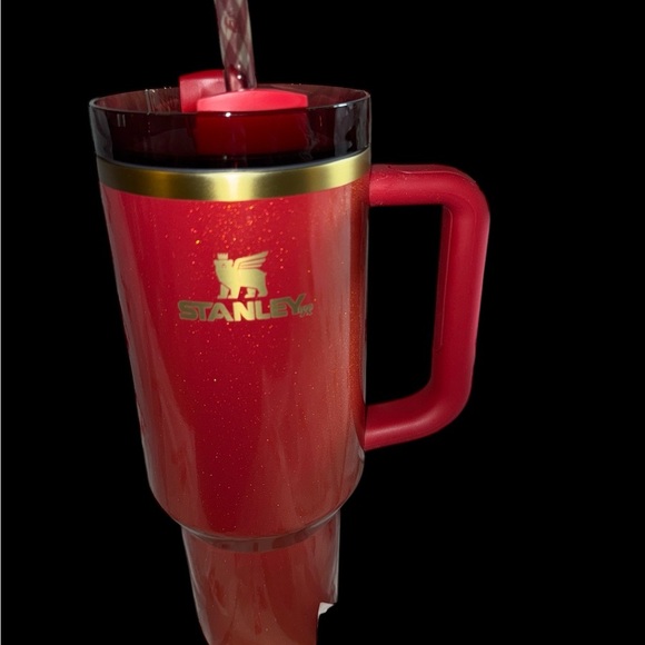Collectible “Red Tinsel” 40oz Flowstate Tumbler NIB GLITTERY Red- 2 x-tra straws - Picture 1 of 10